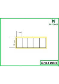 Resim 15x30 Mm Termal 5'li Ürün Barkod Etiketi 1 Rulo: 8000 Adet Etiket 