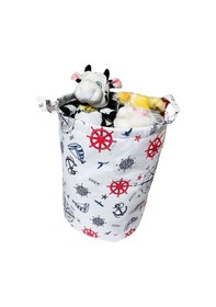 Resim Vip Çamaşır Sepeti Çift Kat Kumaşlı Katlanabilir Sepet-Marin 