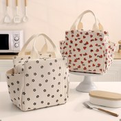 Resim Oluklu Yalıtımlı Öğle Yemeği Çantası, Büyük Kapasiteli Yeniden Kullanılabilir Polyester Tote, Fermuarlı ve Saplı, Çok Amaçlı Dayanıklı Bento Kutusu Taşıyıcı, Çiçek Desenli, Nötr Stil, Kenar Boyasız - Piknik & Ev Dekoru İçin İdeal, Gıda Teması Olmayan 