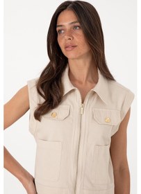 Resim U.S. Polo Assn. U.s Polo Assn. Regular Fit Kadın Fermuarlı Yelek 2126383 Taş 