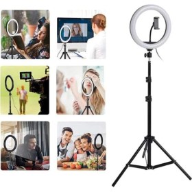 Resim Asfal 12 inç LED Işıklı Telefon Tutuculu 210 cm Tripod Youtuber Kuaför Makyaj Tiktok Işığı 