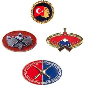 Resim Jandarma Uzman Çavuş Harici Metal Brove Seti Komando - İç Güvenlik - Ata Rozet - Kıta Hizmet Brove Kırmızı 