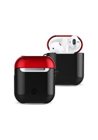 Resim Apple Uyumlu AirPods 2 2.nesil 3in1 Kılıf - Siyah-kırmızı Düz Renkli 