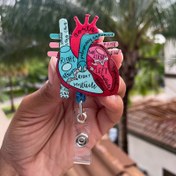 Resim 1 adet Anatomik Kalp Tasarımı Esnek Baskı Kolu - Akrilik 2D Düz, Renkli Tıbbi İllüstrasyon Sağ ve Sol Ventrikül, Atriyum ve Kapaklar için Etiketler - Hemşireler, Tıp Öğrencileri ve Hastane Personeli için İdeal, Tıbbi Baskı Kolu | Anatomik Tasarım | Dayanıklı Akrilik 