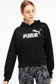 Resim ESS Cropped Logo Hoodie T Siyah Kadın Sweatshirt 