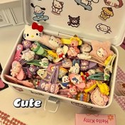 Resim 30 adet Sanrio Hello Kitty Şeker Renkli Saç Tokası KT Kedi Barrette Seti, Sevimli Prenses KT Saç Aksesuarları 30 Parça Set 