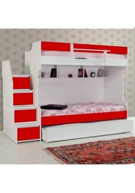 Resim Ranza, Cesur Kırmızı 3'lü Ranza + 2 Yatak 