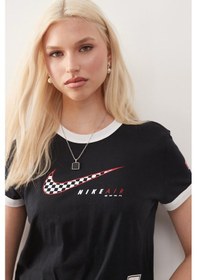 Resim Nike Air Zoom Club Ss Tee Moto Rgr Womens Black Tshirt Kısa Kollu Kadın Tişört Siyah 