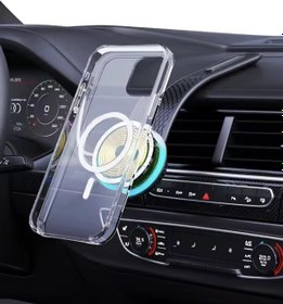 Resim 15w Magsafe Manyetik Araç Telefon Tutucu Katlanabilir Kablosuz Hızlı Şarjlı Vantuzlu Stand 