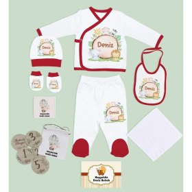 Resim Bk Kids Kişiye Özel Kırmızı Hastane Çıkışı,bebek Anı Kartı,yeni Doğan Bebek Giyim Hediyesi,9 Parça Bebek Hediye Seti-6 