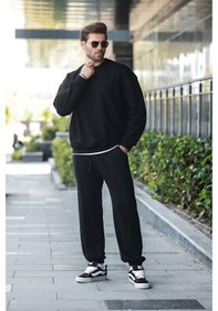 Resim Madmext Siyah Bisiklet Yaka Basic Erkek Eşofman Takımı E7323 Siyah 