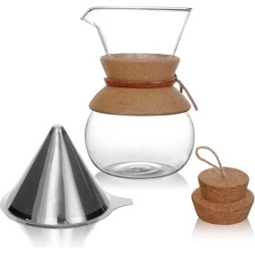 Resim PremiumPort Isıya Dayanıklı Borosilikat Cam Filtre Kahve Demleme 600 ml 