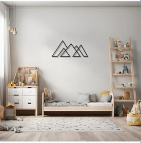 Resim Lazer Kesim Metal Duvar Dekoru Çizgisel Dağ Linear Mountain Metal Duvar Tablosu Doğal 