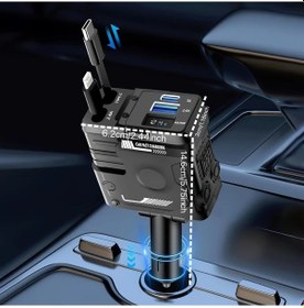 Resim Challenger 66w 4ü1 Arada Mecha Araç Şarj Cihazı Geri Çekilebilir Kablolu Çift Usb C Portlu Pembe 