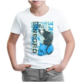 Resim Lord Tshirt Kara Kedi Beyaz Çocuk Tshirt 
