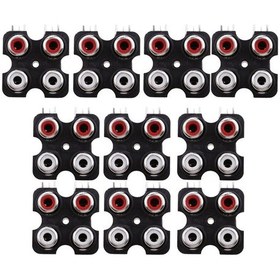 Resim Suntek 10 Parça Pcb Dağı Av Konsantrik Çıkış 4 Rca Dişi Soket Konnektör Kurulu 