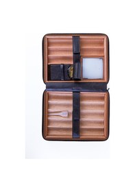 Resim Cohiba Xll Parlak Siyah Dahili Çakmak Deri Puro Taşıma Çantası & Seyahat Humidoru - Tr8239 