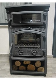 Resim Sirius Maxi Style 3 Camlı Kuzineli Odunluklu Döküm Soba 