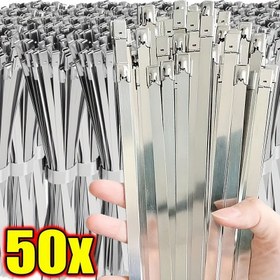 Resim 50'li Paslanmaz Çelik Kablo Bağlantı Elemanları, 4.6mm Geniş Marine Ekipman Sabitleme, Beyaz Çelik Metal Anti-Korozyon Kablo Bağlantı Elemanları, Sıcaklık Dayanıklı, Pas ve Kimyasal Dayanıklı, Gümüş Gri - CNZOYE 