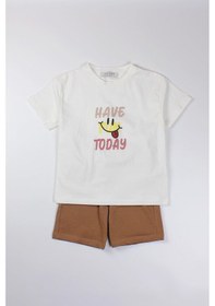 Resim Mackays Erkek Bebek Penye Şort Takım Kahverengi 