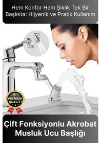 Resim Çok Amaçlı Filtreli 2 Fonksiyonlu Mutfak Banyo 1080 Derece Dönebilen Akrobat Musluk Ucu Başlığı Çok Renkli 