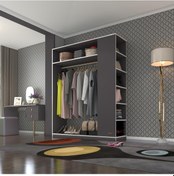 Resim Kenzlife giysi dolabı bayram 180*150*40 gri gardırop 