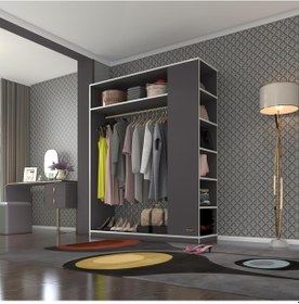 Resim Kenzlife giysi dolabı bayram 180*150*40 gri gardırop 