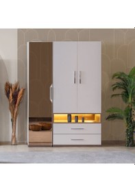 Resim Ranza, Milano Genç Odası Takımı Dolaplı Çalışma Masalı Modern Ranza + Üç Kapaklı Modern Dolap 90 X 190 CM 