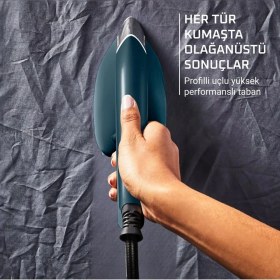 Resim 2'si Bir Arada Buharlı Ütü, Mavi, 1700W, Yüksek Buhar, Dikey ve Yatay Kullanım 