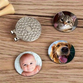 Resim Kişiselleştirilmiş Manyetik Golf Topu İşaretleyici - Şapka Klipsli, Fotoğraf/Görüntü Ekranlı, Özel Tasarım, Erkekler ve Golfçüler İçin İdeal Hediye - Dayanıklı & Şık Metalik Tasarım, Metalik Kaplama 