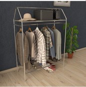 Resim Home Hanger Krom Konfeksiyon Askısı Butik Konsep Askı Sabit Raflı Askılık Krom 