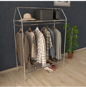 Resim Home Hanger Krom Konfeksiyon Askısı Butik Konsep Askı Sabit Raflı Askılık Krom 
