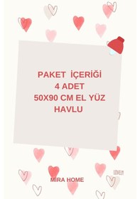 Resim 4 Lü Kalp Nakış İşlemeli El Yüz Havlu Seti %100 Pamuklu 50x90 Cm Hand Of Love Kırmızı 