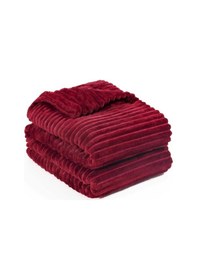 Resim Tek Kişilik Çizgili Tv Battaniyesi 130x180 Cm Bordo Bordo 