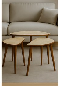 Resim Roma Zigon Sehpa Traverten Krem 