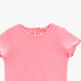 Resim Kız Bebek Baskılı Tişört Ribanalı Bisiklet Yaka Pamuklu 
