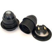 Resim marketcik Siyah Yarım Dişli Halkalı E27 Duy Standart Avize Şişe Ampul Duyu 