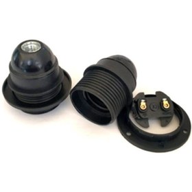 Resim marketcik Siyah Yarım Dişli Halkalı E27 Duy Standart Avize Şişe Ampul Duyu 