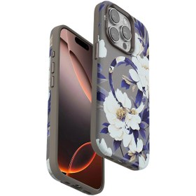 Resim Practials Onegif İphone 14 Pro Max Flower Series Magsafe Kapak - Gri 