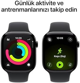 Resim Apple Watch Series 11 GPS + Cellular 46 mm Simsiyah Alüminyum Kasa Akıllı Saat ve Siyah Spor Kordon - S/M. Uyku Skoru, Fitness Takibi, Sağlık İzleme, Hep Açık Ekran 
