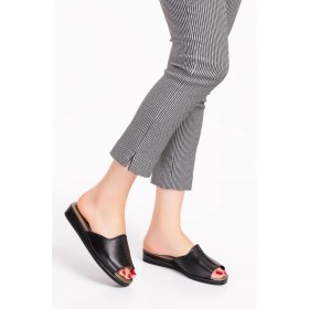 Resim Akgün Terlik Kadın Hakiki Deri Şık Rahat Ev Terliği 