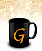 Resim yhfoto G Harfli Siyah Kupa Bardak - Letter G Black Mug - Cup 
