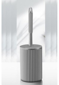 Resim Flora 5 Parça Banyo Seti Çöp Kovası 6 Lt, Wc Fırça, Sıvı Sabunluk, Katı Sabunluk, Diş Fırçalık Gri 