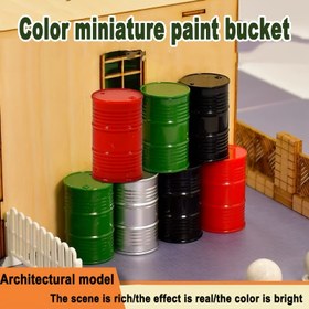 Resim 8 adet, Mini Boya Kovası Sahne Yapı Seti, Oyuncak Ev Kum Tepsisi Aksesuarları için Yağ Varili Figürleri, Dayanıklı Plastik Malzeme, Küçük Boy 