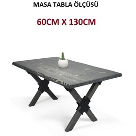 Resim Mobenta Doğal Ağaç Masif Kütük Masa Yemek Masası 60cm X 130cm ( Ağaç Ayak ) 