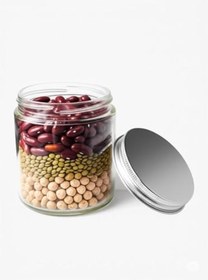 Resim İthal Avrupa Model 250 ml Şeffaf Cam Kavanoz/Alüminyum Kapak 