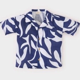 Resim DeFacto Erkek Bebek Desenli Flamlı Poplin Kısa Kollu Gömlek E2024A525SMNV241 Lacivert 