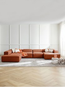 Resim S Home Design Concept Frida 5 Modül Pofidik Modüler Kanepe Xl Köşe Koltuk Takımı Sol Köşe, Keten Kiremit 370 Cm 