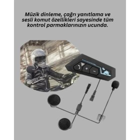 Resim Shopwave Bluetooth 5.0 Motosiklet Kask Kulaklık Eller Serbest ve Müzik Özellikli 