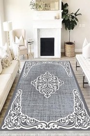 Resim Klasik Westa Kaymaz Tabanlı Yıkanabilir Antibakteriyel Dijital Baskı Klasik Halı Kilim, KS-3032B-WST-120X350 